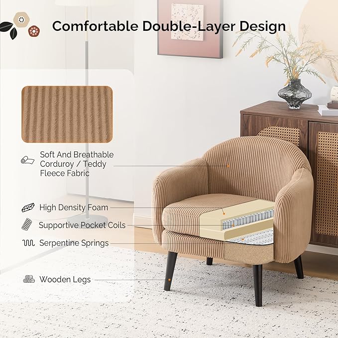 VINGLI 30.3" Wide Modern Barrel Accent Armchairs Set of 2