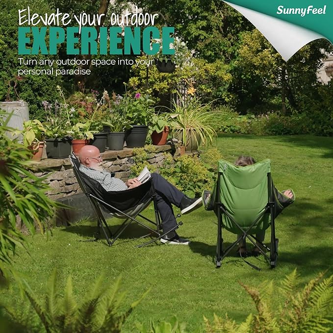 SUNNYFEEL Oversized Rocking Camping Chair 2 Pack, Fully Padded Patio Chair