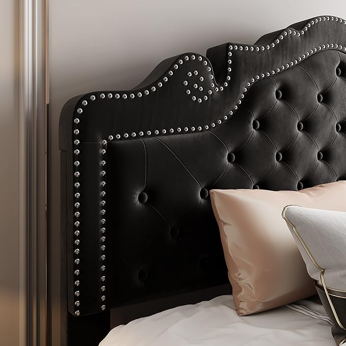 Allewie Queen Velvet Bed Frame