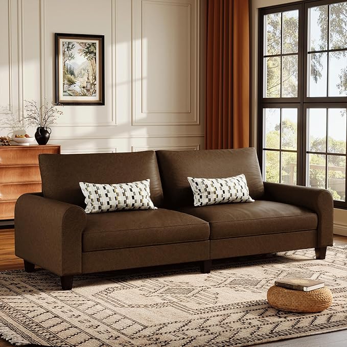 EASE MOOSE 70.6" Faux Leather Loveseat Sofa, Deep Seat Waterproof and