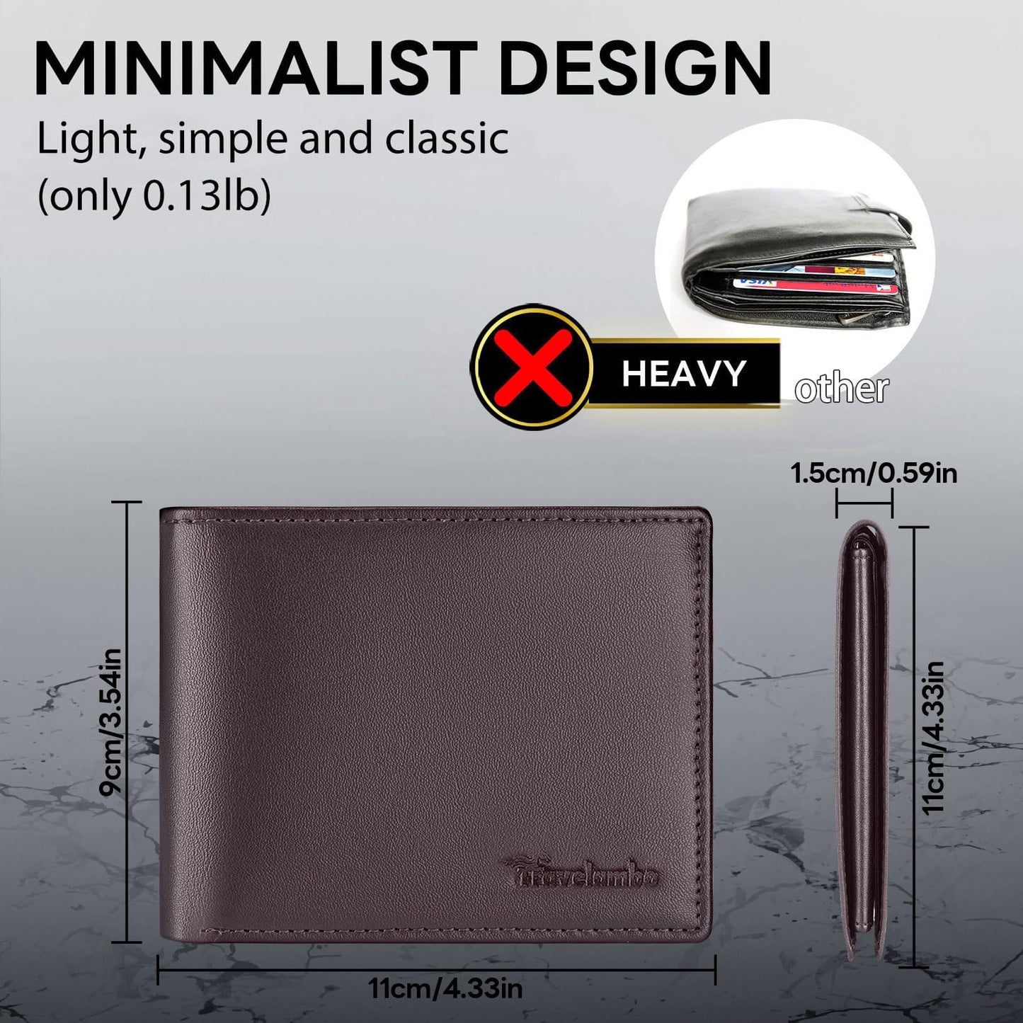 Wallet for Men, Premium Classic Mens Wallet Minimalist Slim Bifold Wallet, RFID Blocking Wallet with 10 Credit Card, 2 ID Window and 2 Cash Slots, Leather Compact Wallet, Front Pocket Card Holder