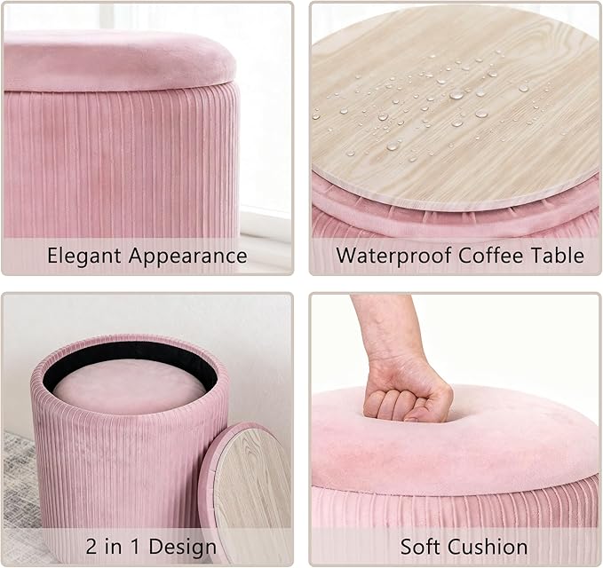 CAROLMADE Set of 2 Round Ottoman