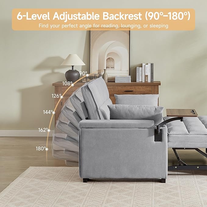Auvsoce 65'' Chaise Lounge Chair Indoor, 3-in-1 Convertible Sofa Bed