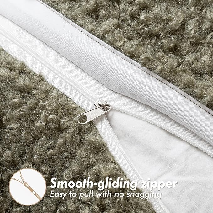 Faux Fur Throw Pillow Covers 18x18 Inch Set of 2 Boucle Neutral Decorative
