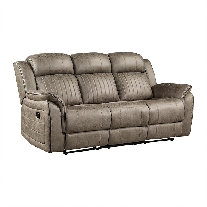 Lexicon 83.5" W Manual Double Reclining Sofa, Polished Microfiber Recliner Sofa