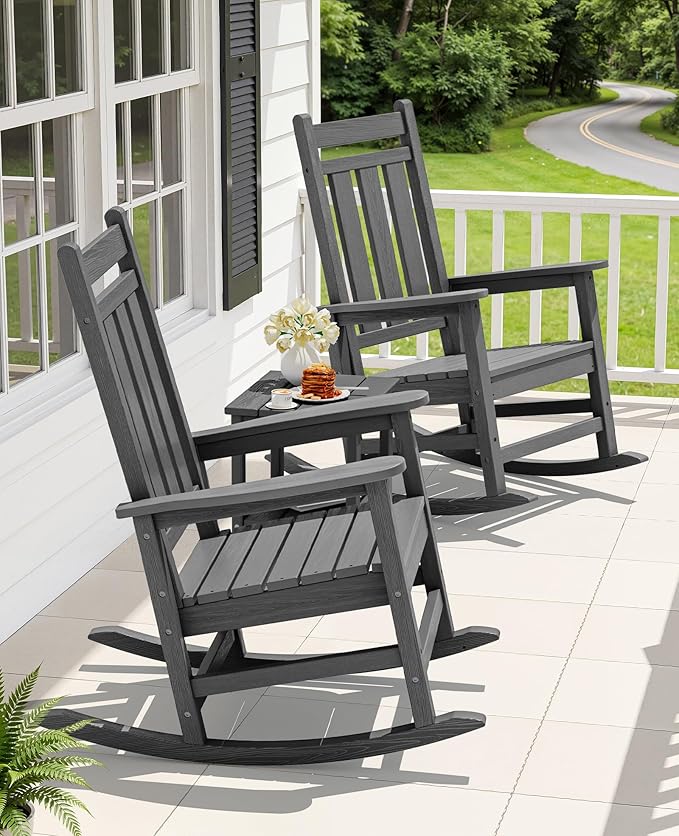 KINGYES Oversized Outdoor Rocking Chair Set of 6, All-Weather Patio Rocking
