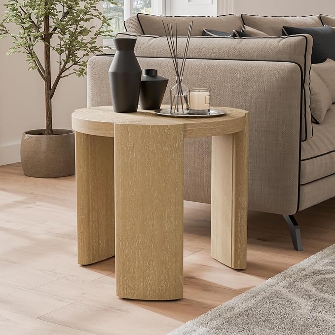 Furniture of America Carys Modern Solid Wood 20-inch Round End Table