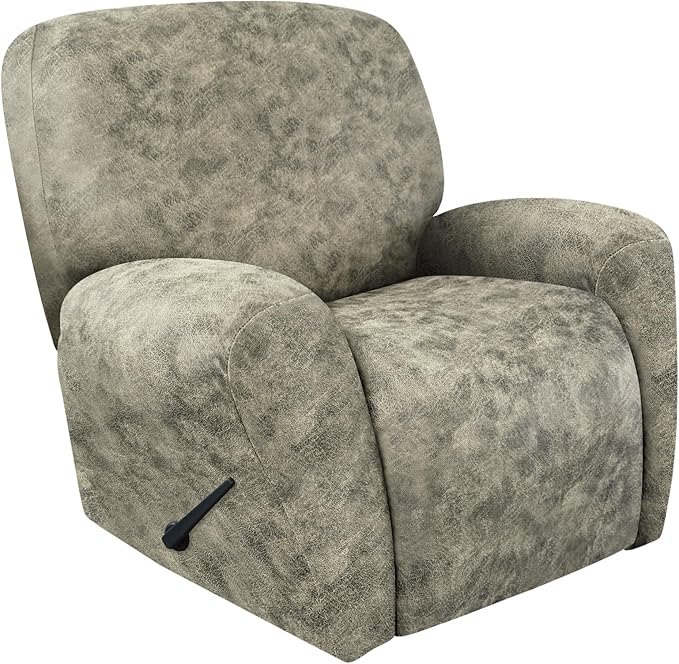 ANARACHON Recliner Chair Covers Leather Look, 4 Pieces Recliner Covers Non Slip