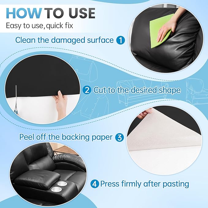 Leather Repair Patch Tape Kit, Vinyl Leather Repair Kit