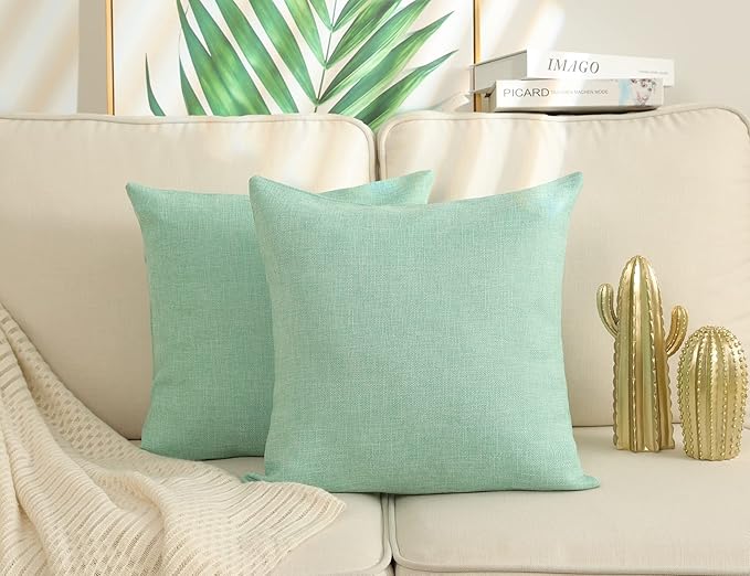Stellhome Set of 2 Linen Throw Pillow Cover Square Spring Decorative Farmhouse