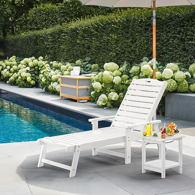 LUE BONA Lounge Chair Outdoor, HDPS Chaise Lounge Outdoor