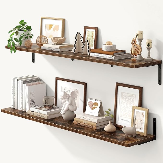 Fun Memories Deep Floating Shelves, 48W x 8D Floating Shelves Set of 2