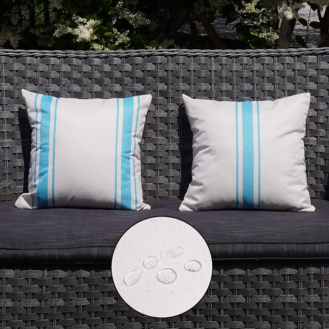 ONWAY Outdoor Pillow Covers Waterproof 16x16 Set of 2 Decorative Linen Throw