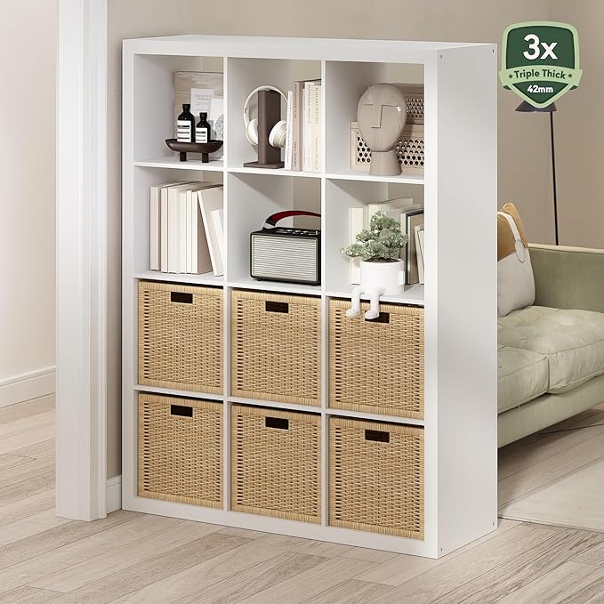 Furinno Cubicle Book Shelf, 12-Cube Bookshelf, Triple Thick Frame Cube Storage