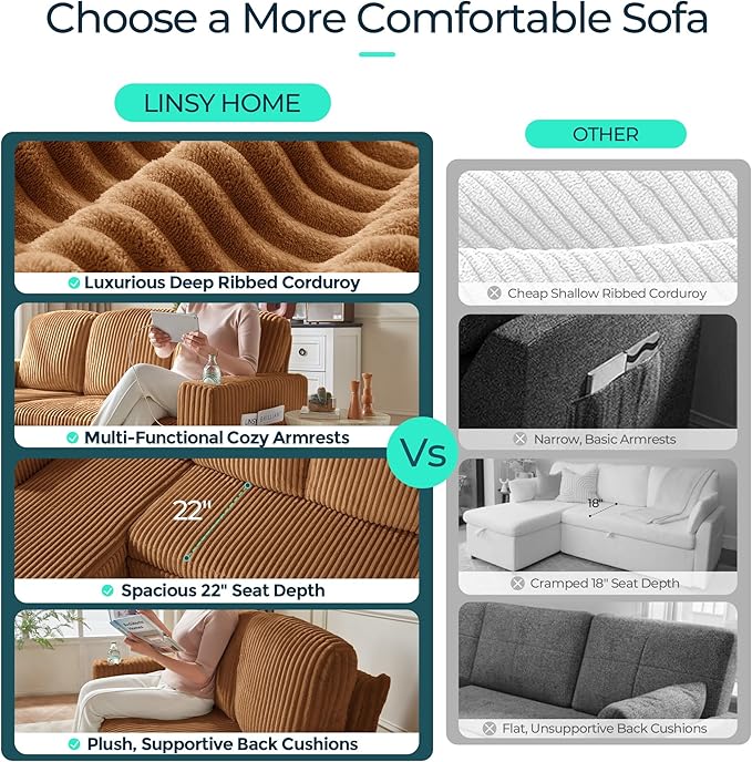 LINSY HOME Sectional Sleeper Sofa Pull Out Couches