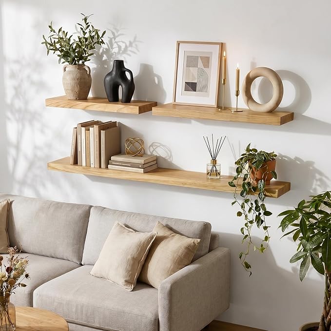 fuqing Natural Wood Floating Shelves | 24 Inch Floating Shelves
