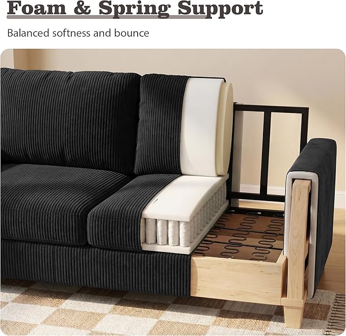 Apicizon 89" Dark Grey Couch for Living Room, Comfy Clound Couch 3 Seater Sofa