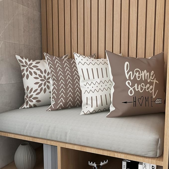 YCOLL Pillow Covers 16x16 Set of 4, Modern Sofa Throw Pillow Cover, Decorative