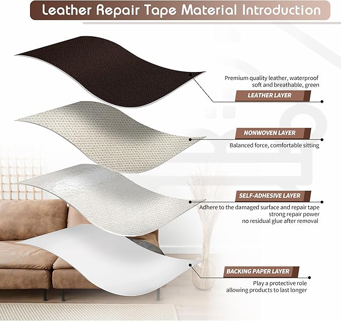 KING MOUNTAIN Leather Repair Patch, 16 x 60 Inches self Adhesive Leather Repair