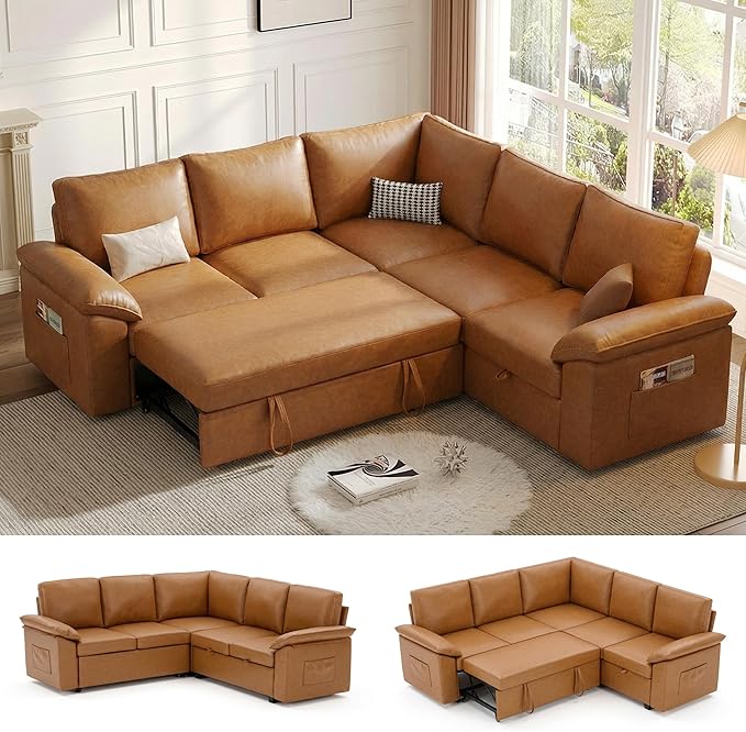 85 Inch Faux Leather Modular Sectional Sofa