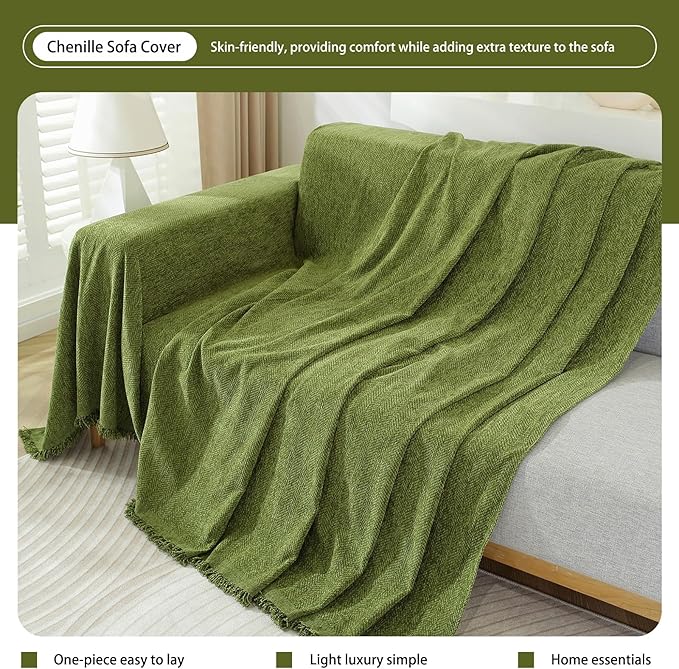 DREAMINGO Sofa Covers Washable Chenille Couch Cover Blanket Modern Style Living