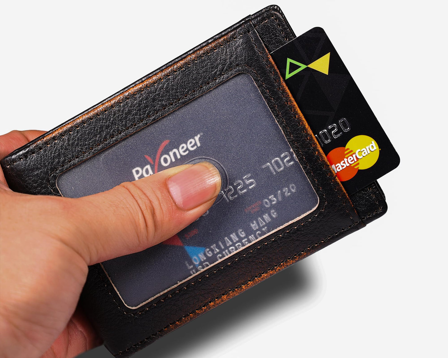 DK86 Mens Deer Slim Wallet with Money Clip Minimalist Bifold Front Pocket wallet for Men RFID Blocking Full Grain Leather with Hand Burnished
