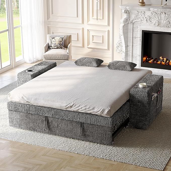 63 Inch Sleeper Sofa Bed, 3 in 1 Pull Out Couch Bed