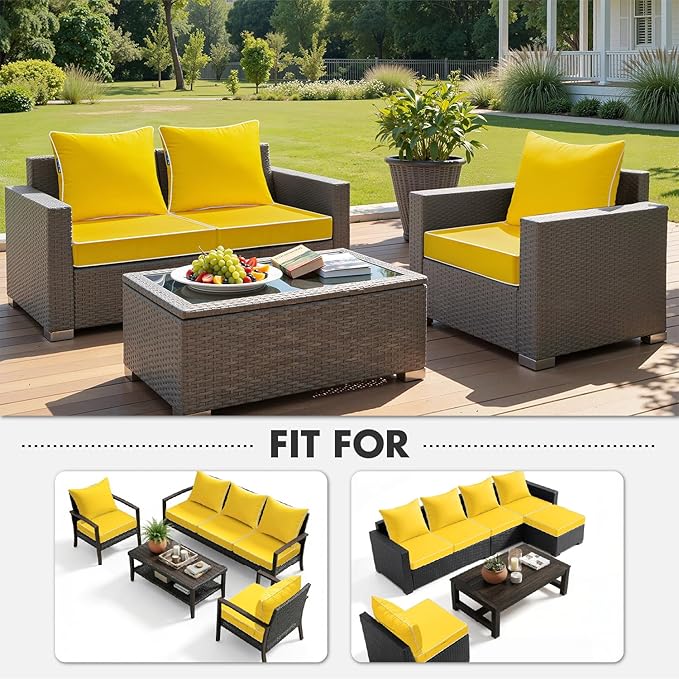 MIULEE Yellow Outdoor Seat Cushion 22x22 Inch Waterproof & 3 Year Fade