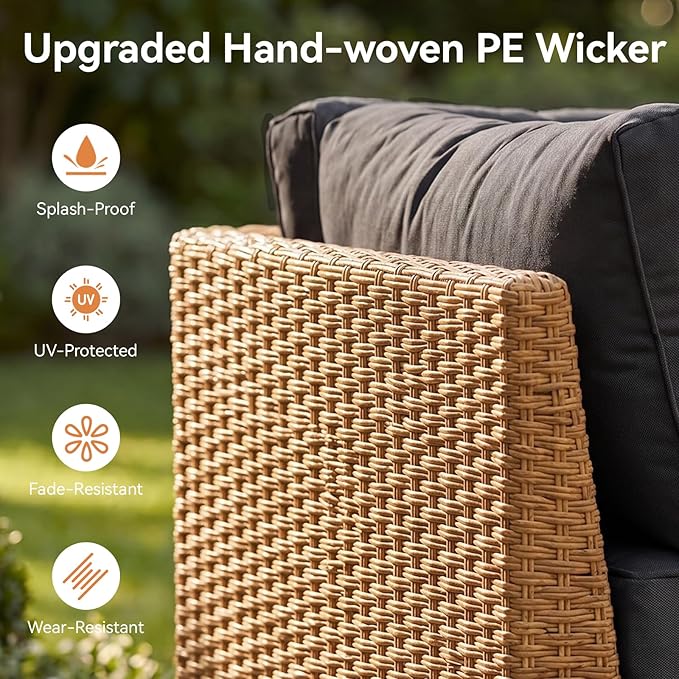 Aoxun 5-Piece Patio Furniture Set, Wicker Outdoor Furniture