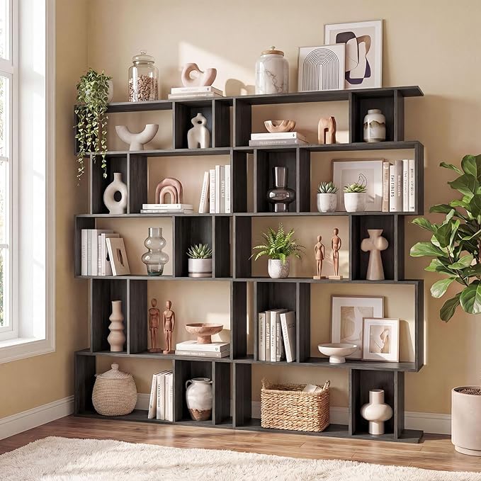 Giantex 5-Tier Bookshelves Set of 2, 10-Cube Geometric Bookcase