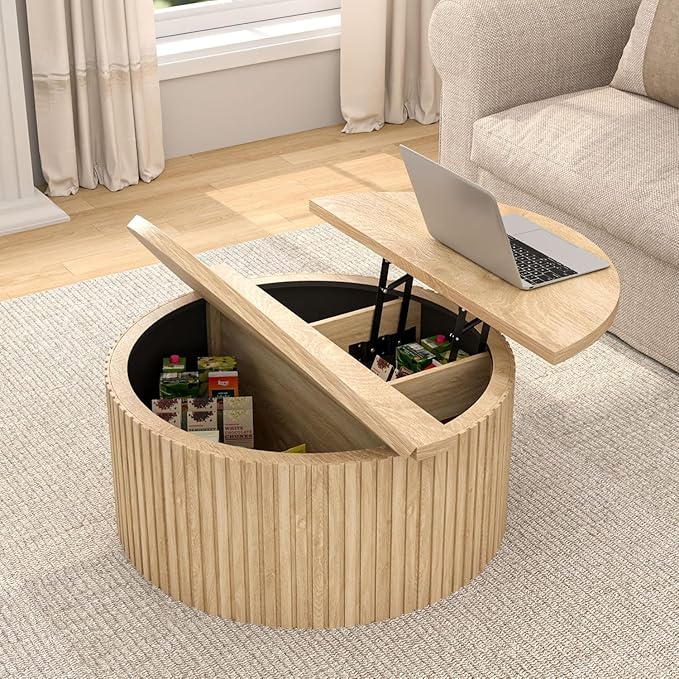 Fsbecl Fluted Lift Top Coffee Table