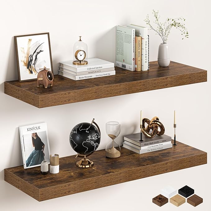 40Inch Floating Shelves for Wall, 12 Inch Deep Shelves for Bedroom, Bathroom