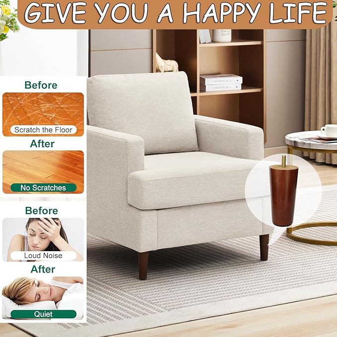 Yaliuliu Brown 8 Inches Furniture Legs Round Solid Wood Sofa Legs Replacement