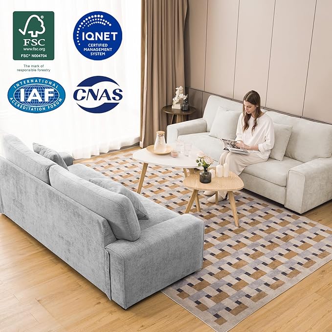 DOPEDIO Modern Loveseat Sofa for Living Room, Chenille Recliner, Removable Cover