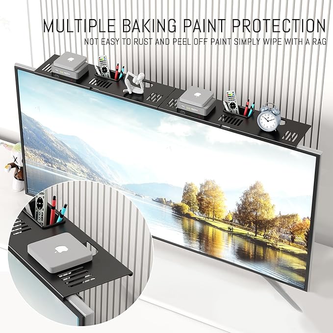 CABTE Adjustable Steel TV Top Shelf, Floating TV Stand, Universal Monitor Shelf