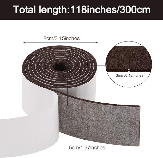 Shappy 2 Packs 120 x 2 x 0.12 Inch Felt Strips