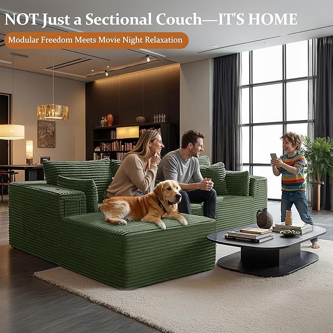 108" Cloud Sectional Couch, Comfort L Shaped Boneless Couch