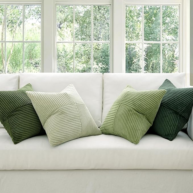 MIULEE Spring Green Decorative Throw Pillow Covers 16x16 Inch Set of 4 Boho