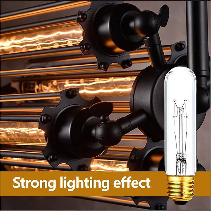 25 Watt T10 Clear Tubular Incandescent Light Bulb, T10 Bulb, Vintage Style