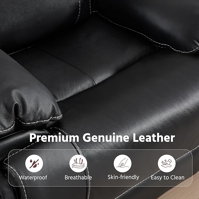 ANJ Premium Genuine Manual Reclining Sofa Set, Included Single Recliner Chair