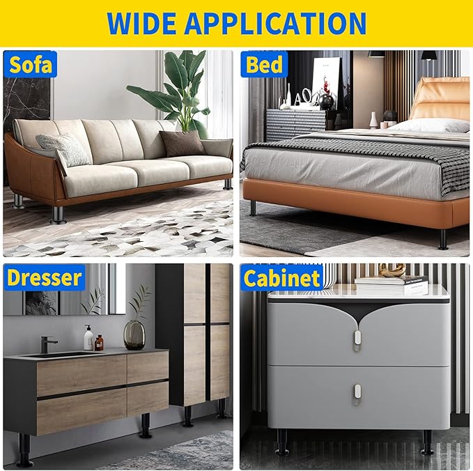 4PCS Adjustable Furniture Couch Cabinet Legs 4.72-7.48 Inch, Heavy Duty