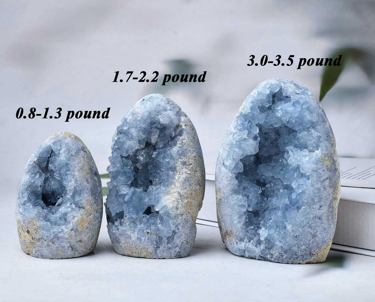 FZBHRO Natural Blue Celestite Cluster Geode Healing Crystal Stone Collection Mineral Specimen Home Office Decor Meditation Gifts 0.6-0.8 Pound