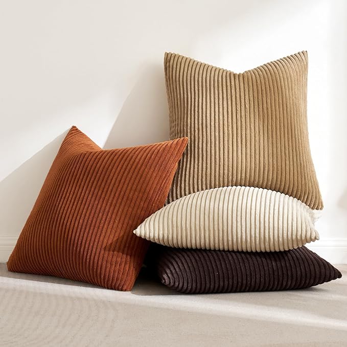 MIULEE Boho Farmhouse Throw Pillow Covers 20x20 Inch Set of 4 Rustic Mordern
