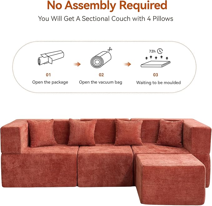 MONVANE 103'' Modular Sectional Sofa, Cloud Sectional Couch