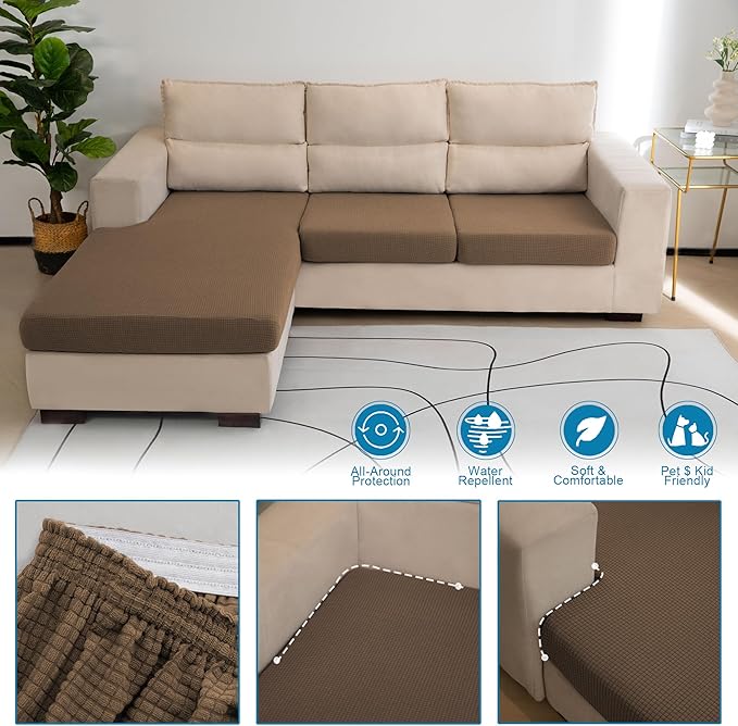 Water Repellent L Shaped Couch Covers 4 Pieces Sofa Seat Cushion Slipcovers