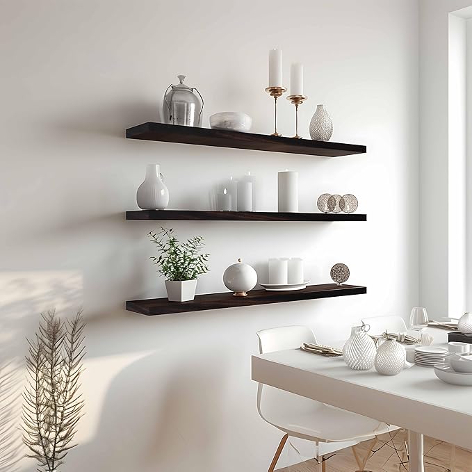 YYWUOJJ Wood Floating Shelves for Wall Decor, Rustic Wall Shelves for Bedroom