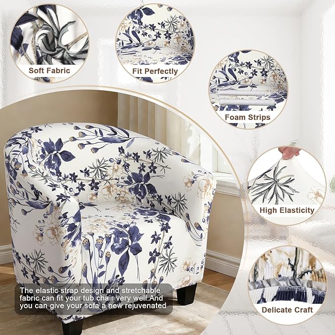 SearchI Club Chair Slipcover Stretch Barrel Chair Covers Printed Tub Chair