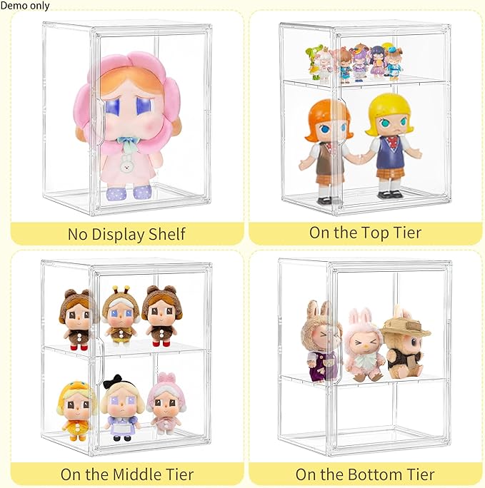 Acrylic Display Case, 2 Tier Clear Plastic Stackable Storage Bins