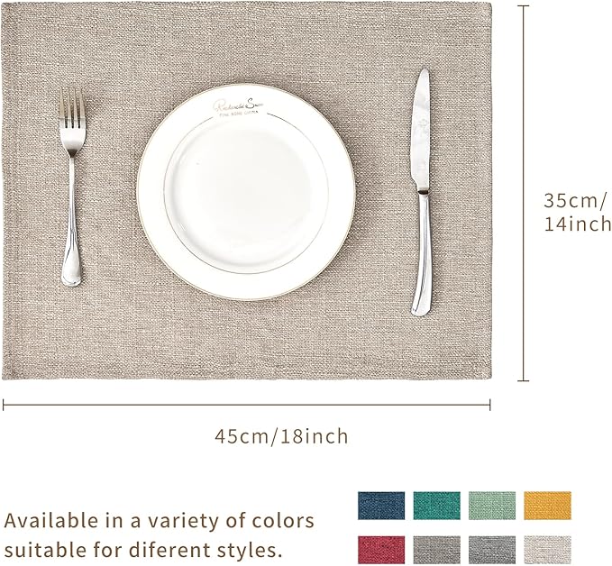 BALCONY & FALCON Placemats Set of 4 Faux Linen Cloth Place Mats Washable