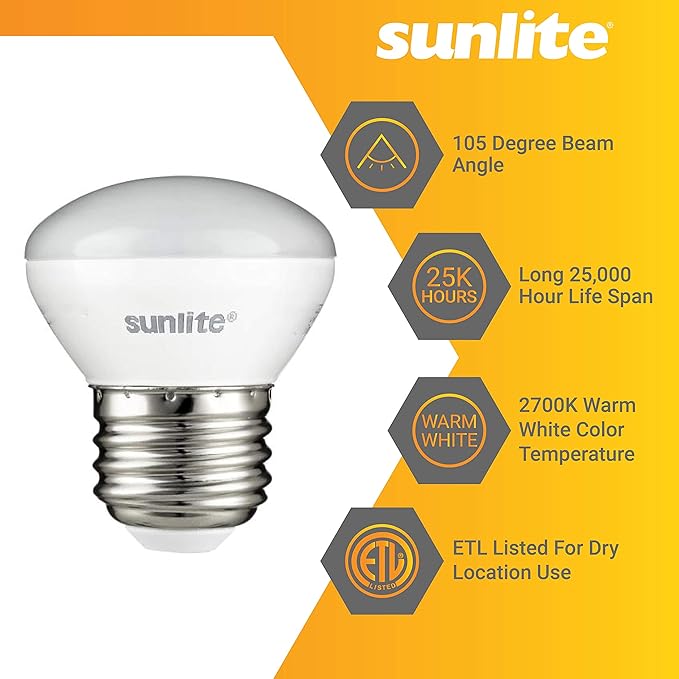 Sunlite LED R14 Mini Flood Light Bulbs, 4 Watts, 250 Lumens, Medium Base